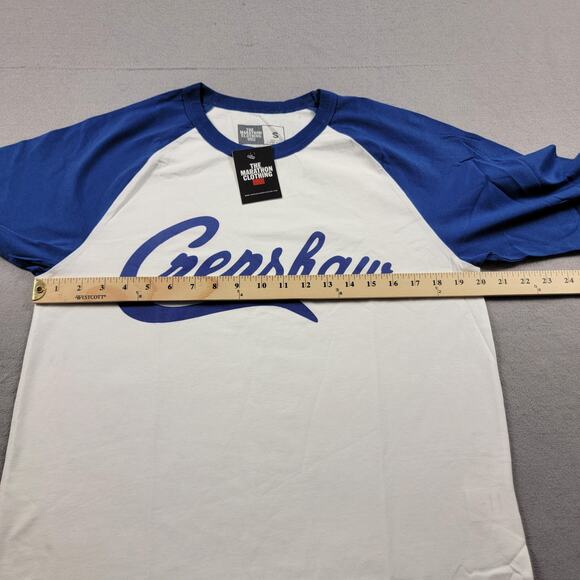 The Marathon Clothing Crenshaw Shirt Mens Small White Royal Raglan MRT88618 - Picture 8 of 10